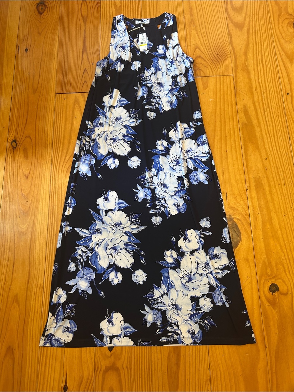 Tommy Bahama Navy Maxi Skirt with White & Blue Floral Print